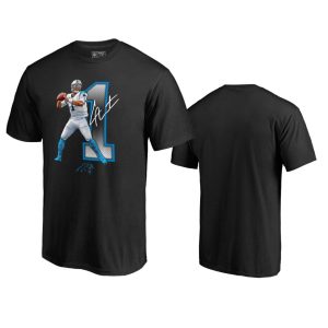 Outstanding Marvelous Carolina Panthers #1 Cam Newton Black Men's Player Graphic Powerhouse T-Shirt to Show Your Support
