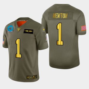 Sleek Exclusive Distinctive Carolina Panthers #1 Cam Newton Men's Olive Gold 2019 Salute to Service Limited NFL 100 Jersey to Boost Team Spirit