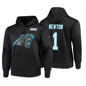 Sleek Gorgeous Distinctive Carolina Panthers #1 Cam Newton NFL 100 Primary Logo Circuit Name & Number Pullover Hoodie Black for a Stylish Sporting Appearance