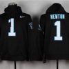 Marvelous Stylish Elegant Carolina Panthers #1 Cam Newton Pullover NFL Hoodie Black for True Fans