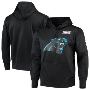 Dashing Fabulous Vibrant Carolina Panthers 100th Season Primary Logo Circuit Performance Pullover Hoodie Black to Show Your Support