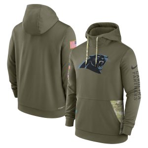 Graceful Outstanding Classic Carolina Panthers 2022 Salute to Service Therma Performance Pullover Hoodie - Olive to Boost Team Spirit