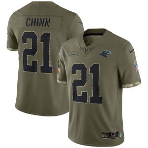 Trendy Graceful Sturdy Carolina Panthers #21 Jeremy Chinn Men's 2022 Salute To Service Limited Jersey - Olive for a Stylish Sporting Appearance