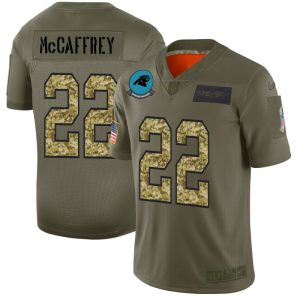 Sturdy Dashing Fashionable Chic Carolina Panthers #22 Christian McCaffrey Men's 2019 Olive Camo Salute To Service Limited NFL Jersey for the Ultimate Fan Experience