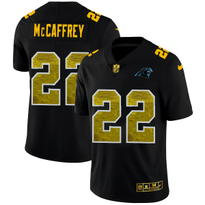 Attractive Stylish Carolina Panthers #22 Christian McCaffrey Men's Black Golden Sequin Vapor Limited NFL Jersey to Stand Out in the Crowd