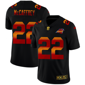 Dashing Elegant Carolina Panthers #22 Christian McCaffrey Men's Black Red Orange Stripe Vapor Limited NFL Jersey to Show Your Support
