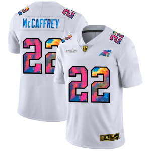 Cozy Luxurious Gorgeous Marvelous Carolina Panthers #22 Christian McCaffrey Men's White Multi-Color 2020 NFL Crucial Catch Limited NFL Jersey to Stand Out in the Crowd