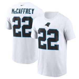 Stylish Trendy Marvelous Carolina Panthers #22 Christian McCaffrey Name & Number T-Shirt White for the Ultimate Fan Experience