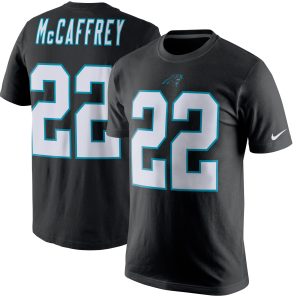 Stylish Cool Dashing Carolina Panthers #22 Christian McCaffrey Player Pride Name & Number T-Shirt Black for True Fans