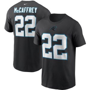 Trendy Fantastic Carolina Panthers #22 Christian McCaffrey Team Player Name & Number T-Shirt Black for an Unforgettable Season