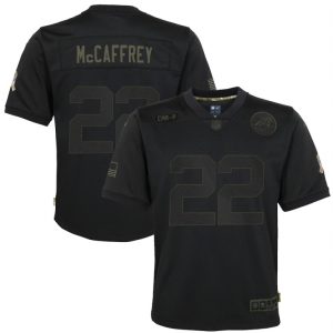 Fabulous Authentic Eye   catching Carolina Panthers #22 Christian McCaffrey Youth 2020 Salute to Service Game Jersey Black for a Memorable Fan Moment
