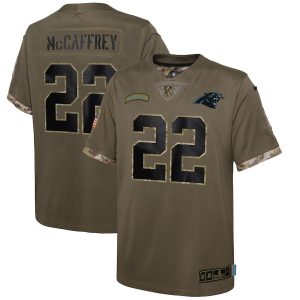 Stunning Chic Comfortable Graceful Carolina Panthers #22 Christian McCaffrey Youth 2022 Salute To Service Limited Jersey - Olive to Elevate Your Game Day Look