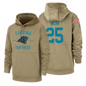 Handsome Alluring Elegant Carolina Panthers #25 Eric Reid Tan 2019 Salute To Service Name & Number Sideline Therma Pullover Hoodie for True Fans