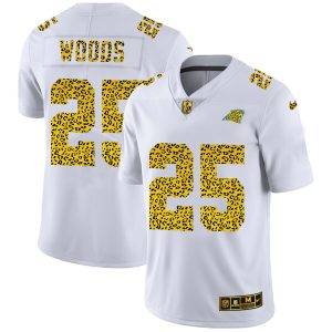Alluring Fabulous Distinctive Carolina Panthers #25 Xavier Woods Men's Flocked Leopard Print Vapor Limited NFL Jersey White for an Unforgettable Season