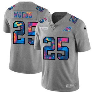Premium Stylish Luxurious Cozy Carolina Panthers #25 Xavier Woods Men's Multi-Color 2020 NFL Crucial Catch NFL Jersey Greyheather for True Fans