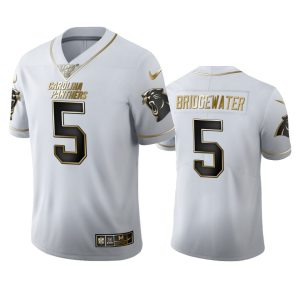 Premium Cozy Eye   catching Dashing Carolina Panthers #5 Teddy Bridgewater Men's White Golden Edition Vapor Limited NFL 100 Jersey for a Stylish Sporting Appearance