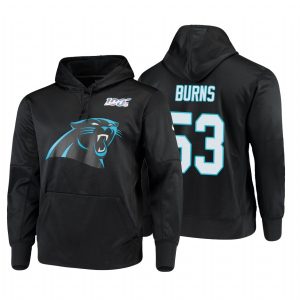 Marvelous Attractive Vibrant Carolina Panthers #53 Brian Burns NFL 100 Primary Logo Circuit Name & Number Pullover Hoodie Black for True Fans