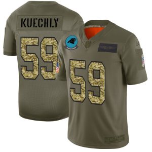 Marvelous Impressive Dashing Handsome Carolina Panthers #59 Luke Kuechly Men's 2019 Olive Camo Salute To Service Limited NFL Jersey for a Stylish Sporting Appearance