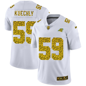 Alluring Sleek Modern Carolina Panthers #59 Luke Kuechly Men's Flocked Leopard Print Vapor Limited NFL Jersey White to Elevate Your Game Day Look