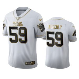 Sleek Dashing Eye   catching Carolina Panthers #59 Luke Kuechly Men's White Golden Edition Vapor Limited NFL 100 Jersey for the Ultimate Fan Experience