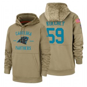 Sleek Comfortable Exquisite Elegant Carolina Panthers #59 Luke Kuechly Tan 2019 Salute To Service Name & Number Sideline Therma Pullover Hoodie for True Fans