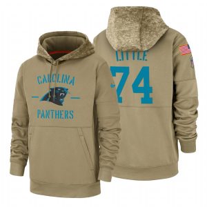 High Quality Alluring Eye   catching Carolina Panthers #74 Greg Little Tan 2019 Salute To Service Name & Number Sideline Therma Pullover Hoodie for a Stylish Sporting Appearance