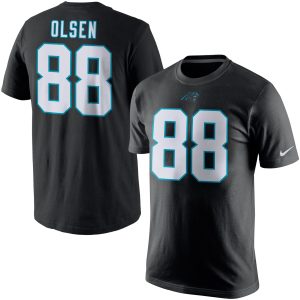 Fashionable Luxurious Carolina Panthers #88 Greg Olsen Player Pride Name & Number Short Sleeve T-Shirt Black to Boost Team Spirit