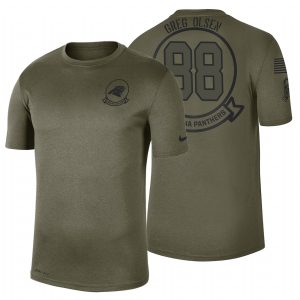 Handsome Attractive Fabulous Carolina Panthers #98 Greg Olsen Olive 2019 Salute To Service Sideline NFL T-Shirt for True Fans