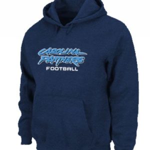 Gorgeous High Quality Luxurious Carolina Panthers Authentic Font Pullover Hoodie Dark Blue for True Fans