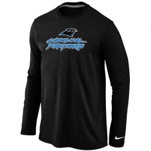 Fantastic Vibrant Alluring Outstanding Carolina Panthers Authentic Logo Long Sleeve T-Shirt Black for an Unforgettable Season