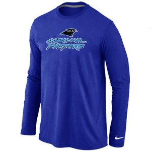 Stunning Smart Premium Eye   catching Carolina Panthers Authentic Logo Long Sleeve T-Shirt Blue for an Unforgettable Season