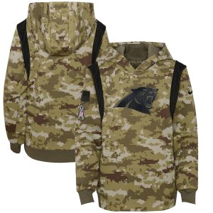 Alluring Distinctive Vibrant Fashionable Carolina Panthers Camo Youth 2021 Salute To Service Therma Performance Pullover Hoodie to Show Your Support
