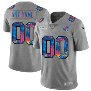 High Quality Chic Vibrant Carolina Panthers Custom Men's Multi-Color 2020 NFL Crucial Catch Vapor Untouchable Limited Jersey Greyheather for Game Day