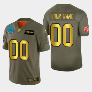 Dashing Stylish Eye   catching Carolina Panthers Custom Men's Olive Gold 2019 Salute to Service Limited NFL 100 Jersey for a Stylish Sporting Appearance