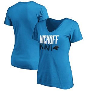 Marvelous Handsome Carolina Panthers Fanatics Branded Women's Kickoff 2020 V-Neck T-Shirt Blue to Elevate Your Game Day Look
