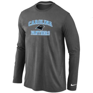 Sturdy Stunning Handsome Alluring Carolina Panthers Heart & Soul Long Sleeve T-Shirt Dark Grey for the Ultimate Fan Experience