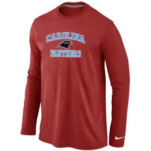 High Quality Outstanding Cozy Carolina Panthers Heart & Soul Long Sleeve T-Shirt Red to Show Your Support