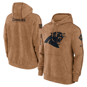 Distinctive Fantastic Vibrant Carolina Panthers Men's Nike Brown 2023 Salute To Service Club Pullover Hoodie for the Ultimate Fan Experience