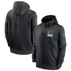 Luxurious Marvelous Graceful Alluring Carolina Panthers Sideline Impact Lockup Performance Full-Zip Hoodie Black for True Fans
