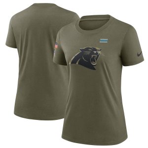 High Quality Impressive Fashionable Carolina Panthers Women's 2021 Salute To Service T-Shirt - Olive to Show Your Support