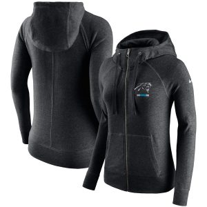 Vibrant Unique Carolina Panthers Women's Gym Vintage Full-Zip Hoodie Black for Game Day