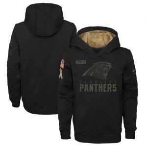 Classic Superb Marvelous Carolina Panthers Youth 2020 Salute to Service Pullover Performance Hoodie Black to Boost Team Spirit