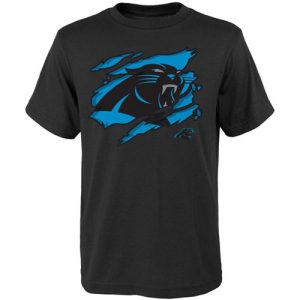 Luxurious Alluring Classic Vibrant Carolina Panthers Youth Ripped Off T-Shirt Black for True Fans