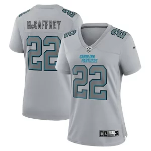 Unique Eye   catching Stunning Authentic Christian McCaffrey Carolina Panthers Nike Women's Atmosphere Fashion Game Jersey - Gray to Elevate Your Game Day Look