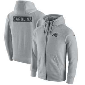 Cool Distinctive Men's Carolina Panthers Ash Gridiron Gray 2.0 Full-Zip Hoodie to Elevate Your Game Day Look