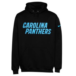 High Quality Trendy Attractive Handsome Men's Carolina Panthers Black KO Wordmark Performance Hoodie for Game Day