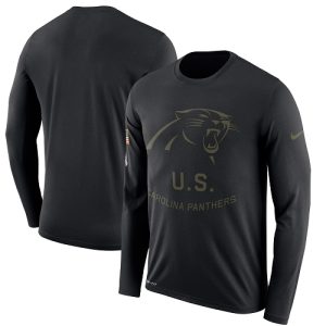 Stylish Premium Men's Carolina Panthers Black Salute to Service Sideline Legend Performance Long Sleeve T-Shirt to Boost Team Spirit