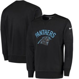 Trendy Smart Men's Carolina Panthers Black Sideline Circuit Performance Sweatshirt for a Stylish Sporting Appearance