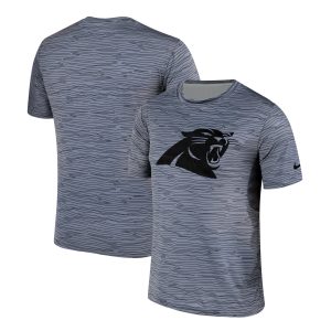 Cool Stunning Chic Outstanding Men's Carolina Panthers Gray Black Striped Logo Performance T-Shirt to Boost Team Spirit