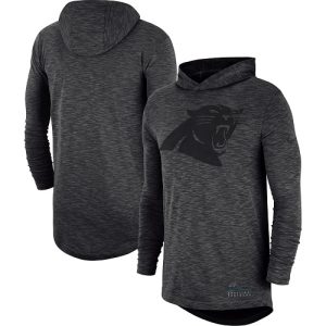 Attractive Cozy Exquisite Men's Carolina Panthers Heathered Charcoal Fan Gear Tonal Slub Hooded Long Sleeve T-Shirt for Game Day